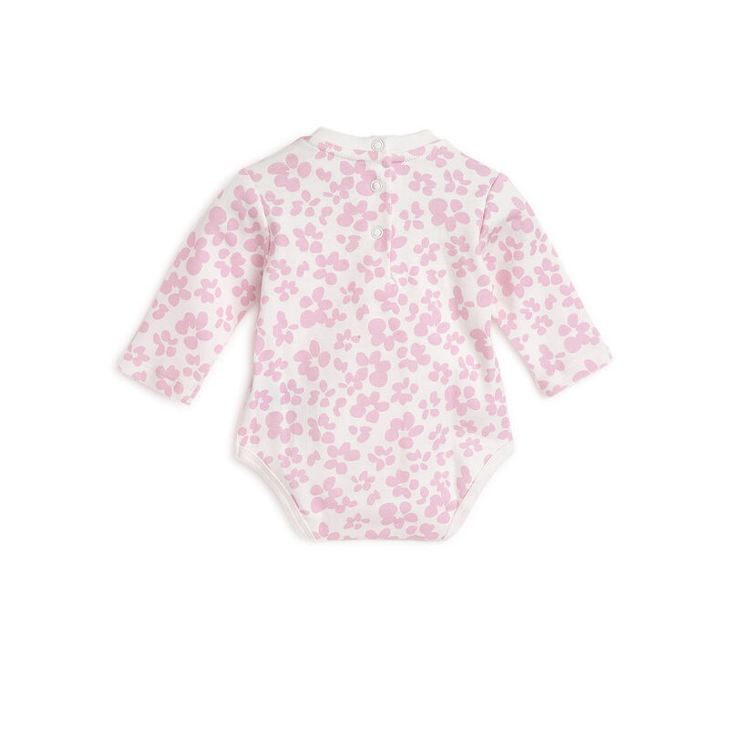 Girls Light Pink Printed Bodysuit with Long Overall image number 3